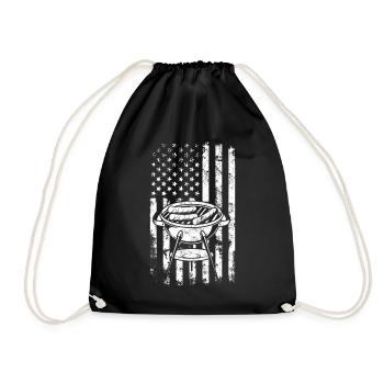 Drapeau américain BBQ Drôle Grillades Viande Fumage - Sac de sport léger - noir - Devant