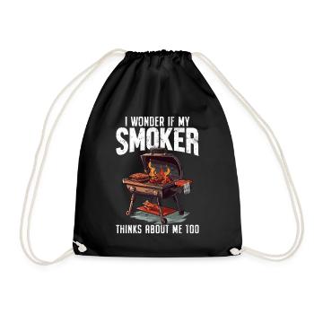 I Wonder If My Smoker Thinks About Me Too Funny - Drawstring Bag - black - Front