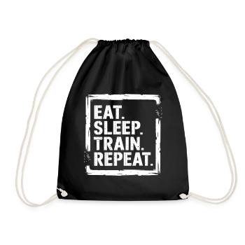 Eat Sleep Train Repeat – Motivations for Athletes - Drawstring Bag - black - Front