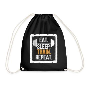 Eat Sleep Train Repeat – Chemise de fitness et de gym - Sac de sport léger - noir - Devant