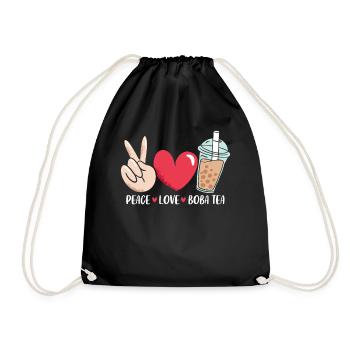 Funny Boba Tea Taiwanese Drinks Tapioca Bubble - Drawstring Bag - black - Front
