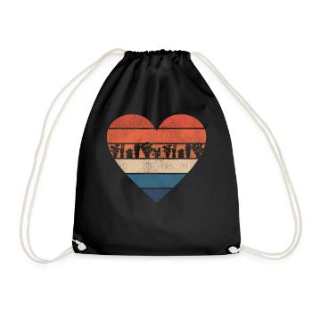 Plant Lover Gardening Heart Retro - Drawstring Bag - black - Front