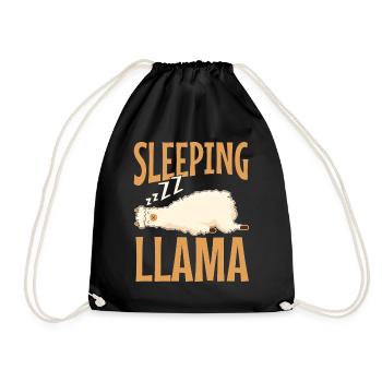 Cute Llama Cute Alpaca Sleeping Llama - Drawstring Bag - black - Front