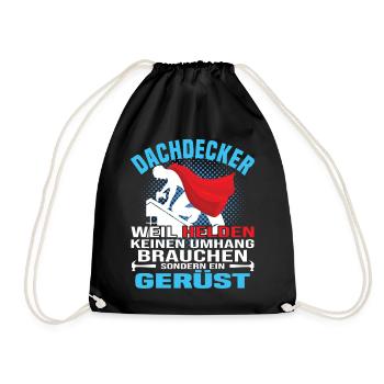 Dachdecker Helden Auf Dem Bau - Turnbeutel - Schwarz - Vorne