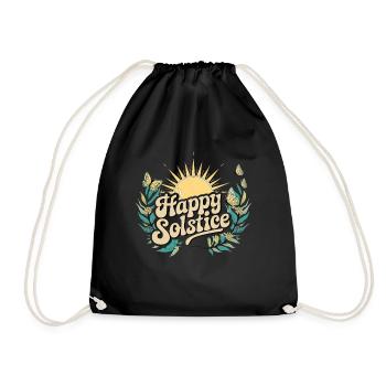 Happy Solstice Cute Boho Butterflies Sun Witchy Hi - Drawstring Bag - black - Front