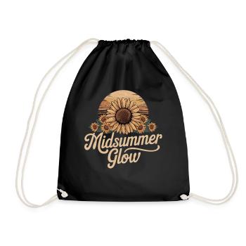 Midsummer Glow Retro Sunflower Mystical Summer Sol - Drawstring Bag - black - Front