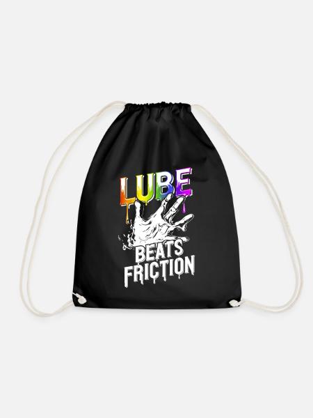 Funny LGBTQ Lube Humor Pride Month Couple - Drawstring Bag - black