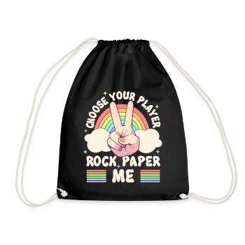 Rock Paper LGBTQ Humor Groovy Gay Pride - Drawstring Bag - black - Front