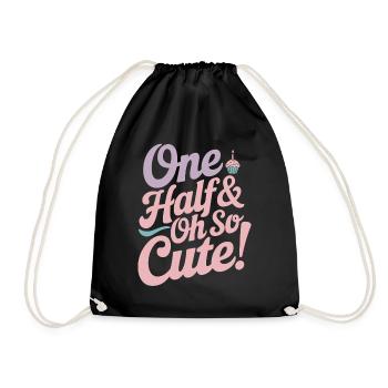 Half year birthday: One half and so cute! - Drawstring Bag - black - Front