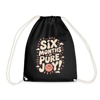 Six months of pure joy half-year birthday - Drawstring Bag - black - Front