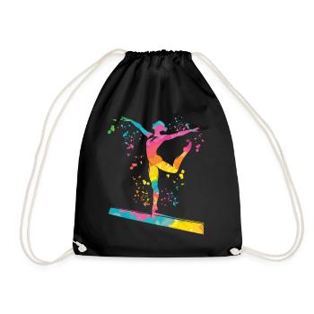 Gymnast Balance Beam Artistic Gymnastics - Drawstring Bag - black - Front