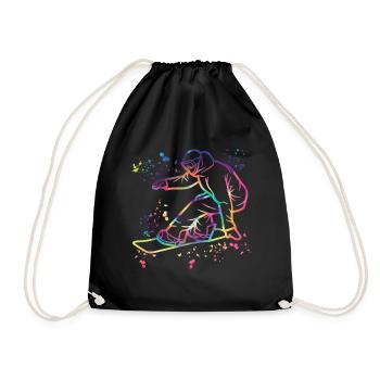 Snowboarder Snowboarding Snowboard - Drawstring Bag - black - Front