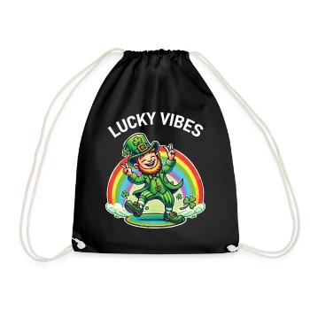 St. Patrick's Day Happy Vibes - Drawstring Bag - black - Front