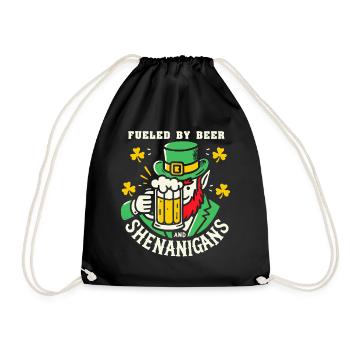 St. Patrick's Day Fun with Beer and Jokes - Drawstring Bag - black - Front