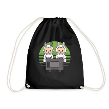 Funny Llama gaming Video Gaming Funny Gaming Llama - Drawstring Bag - black - Front