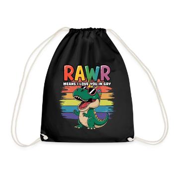 Rawr Means I Love You In Gay LGBTQ Dinosaur Ally - Turnbeutel - Schwarz - Vorne