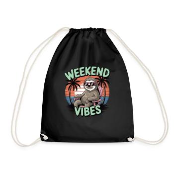 Weekend Vibes – Paresseux sur la plage - Sac de sport léger - noir - Devant
