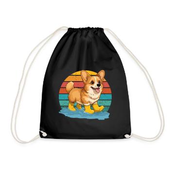 chien Corgi chien ami Rétro amoureux des chiens drôle - Sac de sport léger - noir - Devant