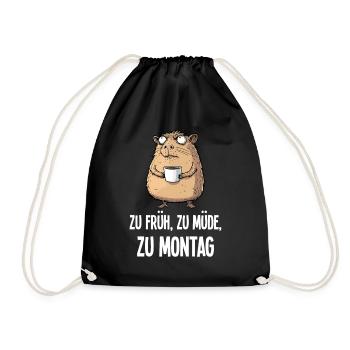 Capybara Coffee Monday Morning Grouch Gift - Drawstring Bag - black - Front