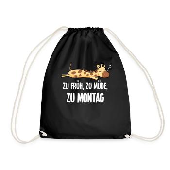 Giraffe Early To Monday Morning Grouch Gift - Drawstring Bag - black - Front