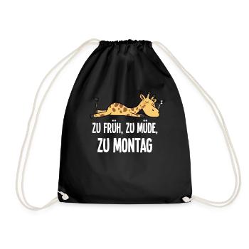 Too Soon Too Tired To Monday Giraffe Gift - Drawstring Bag - black - Front