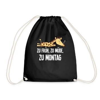 Giraffe morning grouch too early too tired to Monday - Drawstring Bag - black - Front