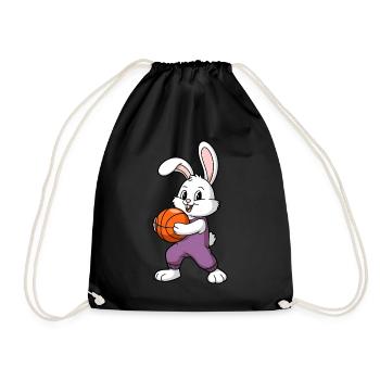 Easter Bunny Playing Basketball Easter - Drawstring Bag - black - Front