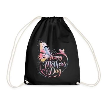 Happy Mother’s Day – Schmetterling Aquarell Design - Turnbeutel - Schwarz - Vorne
