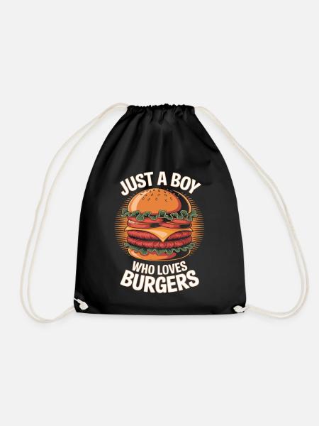 Für echte Burger-Fans – Lustiges Fast-Food-Design - Turnbeutel - Schwarz