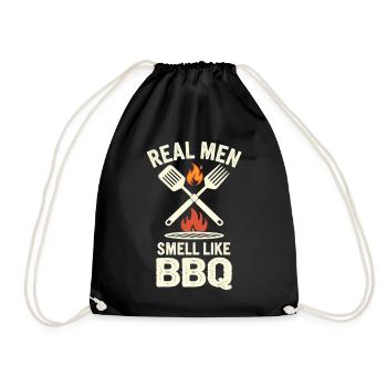 Echte Männer riechen nach BBQ – Grillmeister - Turnbeutel - Schwarz - Vorne