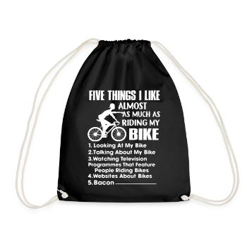 Bicycle 5 Things I Like Almost Bicycle - Drawstring Bag - black - Front