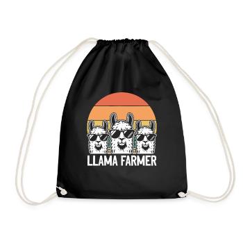 Llama Farmer - Funny Llama Alpaca Farmer - Drawstring Bag - black - Front