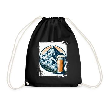 Berg und Bier Naturmotiv - Turnbeutel - Schwarz - Vorne