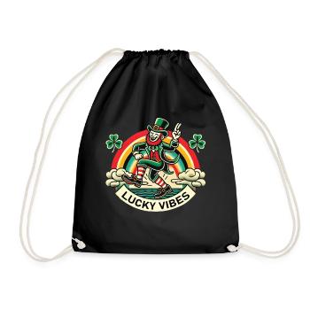 St. Patrick's Day Lucky Vibes Regenbogen - Turnbeutel - Schwarz - Vorne