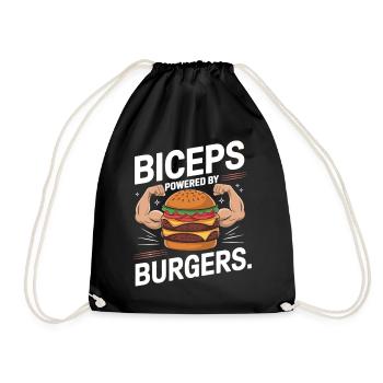 Biceps Powered by Burgers - Fitness and Foodie - Drawstring Bag - black - Front