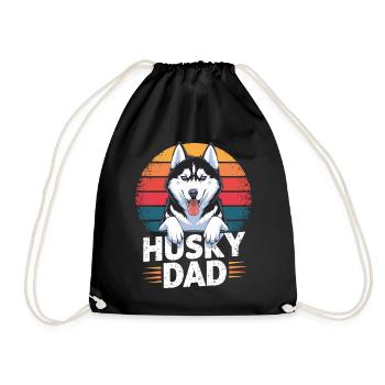 Husky Dad – Geschenk für Husky-Liebhaber - Turnbeutel - Schwarz - Vorne