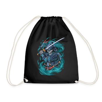 Samurai-Skelett mit Drachengeist - Turnbeutel - Schwarz - Vorne