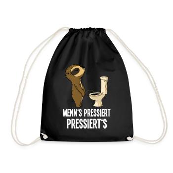 Funny Sloth Toilets Humor When It's Pressing - Drawstring Bag - black - Front