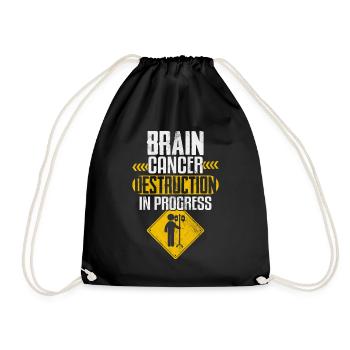 Brain Cancer Destruction Gray Ribbon Glioblastoma - Drawstring Bag - black - Front