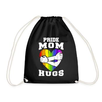 Pride Mom Hugs LGBTQ Rainbow Heart Ally Free Hug - Turnbeutel - Schwarz - Vorne