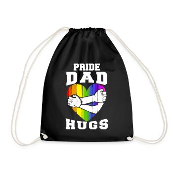 Pride Dad Hugs LGBTQ Rainbow Heart Ally Free Hug - Turnbeutel - Schwarz - Vorne