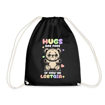 Hugs Are Free Cute Bear LGBTQIA Pride Month Ally - Turnbeutel - Schwarz - Vorne