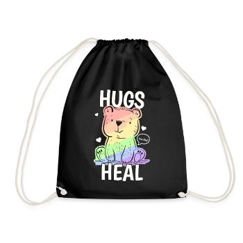 Hugs Heal Cute Bear Pastel Aesthetic Kawaii LGBTQ - Turnbeutel - Schwarz - Vorne