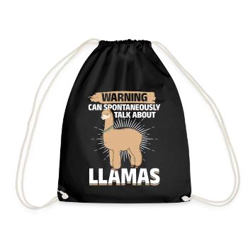Llama Lover - Warning can spontaneously talk about - Turnbeutel - Schwarz - Vorne