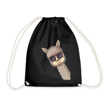 Funny Llama sunglasses Llama Lover Funny Alpaca - Drawstring Bag - black - Front