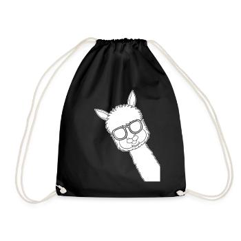 Funny Llama sunglasses Llama Lover Alpaca - Drawstring Bag - black - Front