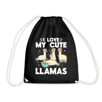 Alpaca Lover Llama Lover - I love my cute Llamas - Drawstring Bag - black - Front