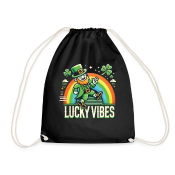 St. Patrick's Day Happy Vibes Rainbow - Drawstring Bag - black - Front