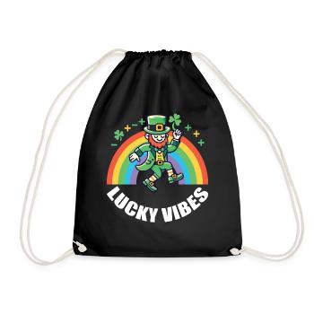 St. Patrick's Day Happy Vibes Rainbow - Drawstring Bag - black - Front