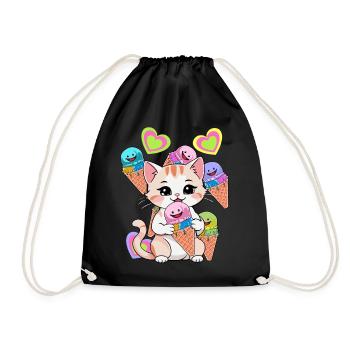 Chat Chats Glace Crème Enfants Enfant Bébé Bambins - Sac de sport léger - noir - Devant